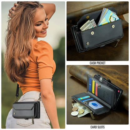 For Samsung Galaxy S25 5G CaseMe C36 Card Slots Zipper Wallet RFID Anti-theft Leather Phone Case(Black) - Galaxy S25 5G Cases by CaseMe | Online Shopping UK | buy2fix