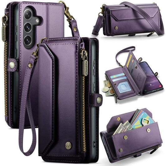 For Samsung Galaxy S25 5G CaseMe C36 Card Slots Zipper Wallet RFID Anti-theft Leather Phone Case(Purple) - Galaxy S25 5G Cases by CaseMe | Online Shopping UK | buy2fix
