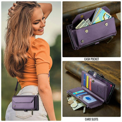 For Samsung Galaxy S25 5G CaseMe C36 Card Slots Zipper Wallet RFID Anti-theft Leather Phone Case(Purple) - Galaxy S25 5G Cases by CaseMe | Online Shopping UK | buy2fix
