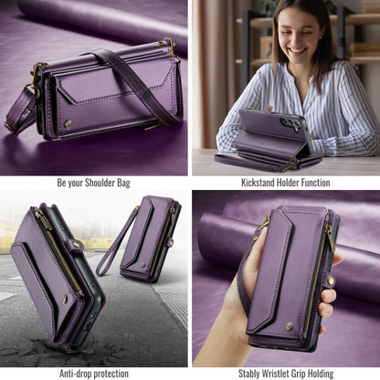 For Samsung Galaxy S25 5G CaseMe C36 Card Slots Zipper Wallet RFID Anti-theft Leather Phone Case(Purple) - Galaxy S25 5G Cases by CaseMe | Online Shopping UK | buy2fix