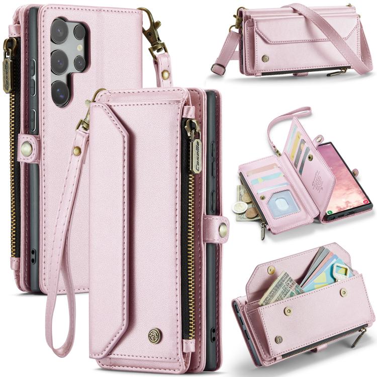 For Samsung Galaxy S25 Ultra 5G CaseMe C36 Card Slots Zipper Wallet RFID Anti-theft Leather Phone Case(Pink) - Galaxy S25 Ultra 5G Cases by CaseMe | Online Shopping UK | buy2fix