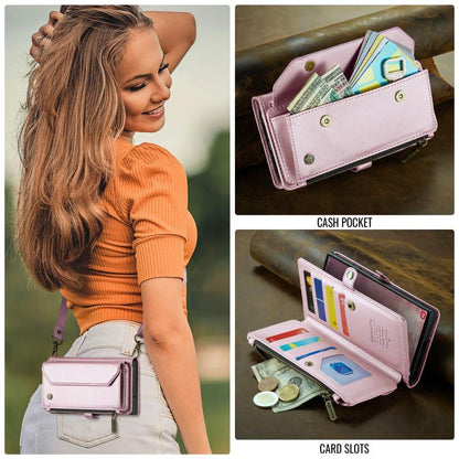 For Samsung Galaxy S25 Ultra 5G CaseMe C36 Card Slots Zipper Wallet RFID Anti-theft Leather Phone Case(Pink) - Galaxy S25 Ultra 5G Cases by CaseMe | Online Shopping UK | buy2fix