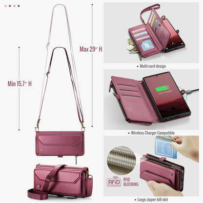 For Samsung Galaxy S25 Ultra 5G CaseMe C36 Card Slots Zipper Wallet RFID Anti-theft Leather Phone Case(Red) - Galaxy S25 Ultra 5G Cases by CaseMe | Online Shopping UK | buy2fix