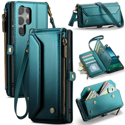 For Samsung Galaxy S25 Ultra 5G CaseMe C36 Card Slots Zipper Wallet RFID Anti-theft Leather Phone Case(Blue) - Galaxy S25 Ultra 5G Cases by CaseMe | Online Shopping UK | buy2fix