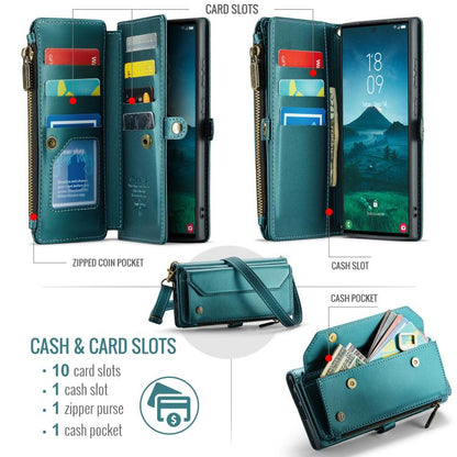 For Samsung Galaxy S25 Ultra 5G CaseMe C36 Card Slots Zipper Wallet RFID Anti-theft Leather Phone Case(Blue) - Galaxy S25 Ultra 5G Cases by CaseMe | Online Shopping UK | buy2fix