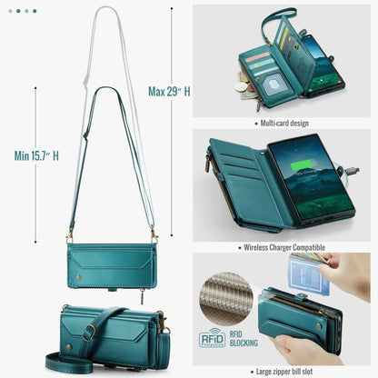 For Samsung Galaxy S25 Ultra 5G CaseMe C36 Card Slots Zipper Wallet RFID Anti-theft Leather Phone Case(Blue) - Galaxy S25 Ultra 5G Cases by CaseMe | Online Shopping UK | buy2fix