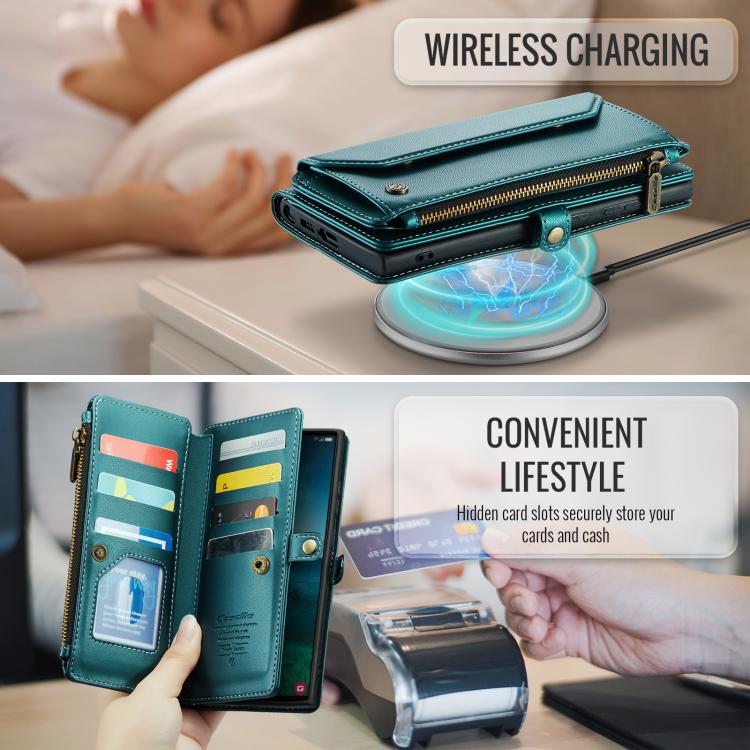 For Samsung Galaxy S25 Ultra 5G CaseMe C36 Card Slots Zipper Wallet RFID Anti-theft Leather Phone Case(Blue) - Galaxy S25 Ultra 5G Cases by CaseMe | Online Shopping UK | buy2fix