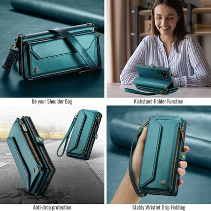 For Samsung Galaxy S25 Ultra 5G CaseMe C36 Card Slots Zipper Wallet RFID Anti-theft Leather Phone Case(Blue) - Galaxy S25 Ultra 5G Cases by CaseMe | Online Shopping UK | buy2fix