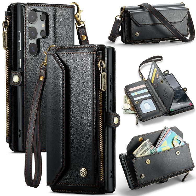 For Samsung Galaxy S25 Ultra 5G CaseMe C36 Card Slots Zipper Wallet RFID Anti-theft Leather Phone Case(Black) - Galaxy S25 Ultra 5G Cases by CaseMe | Online Shopping UK | buy2fix