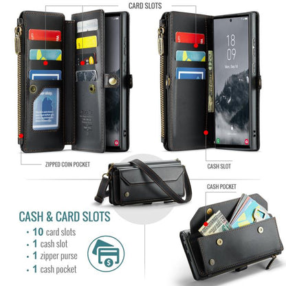 For Samsung Galaxy S25 Ultra 5G CaseMe C36 Card Slots Zipper Wallet RFID Anti-theft Leather Phone Case(Black) - Galaxy S25 Ultra 5G Cases by CaseMe | Online Shopping UK | buy2fix