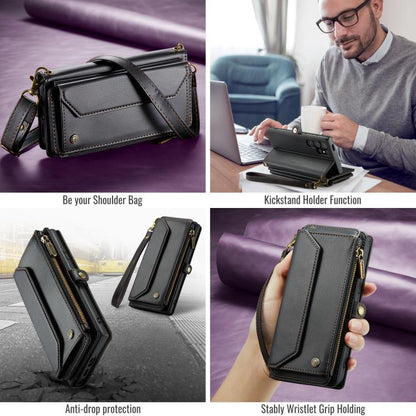 For Samsung Galaxy S25 Ultra 5G CaseMe C36 Card Slots Zipper Wallet RFID Anti-theft Leather Phone Case(Black) - Galaxy S25 Ultra 5G Cases by CaseMe | Online Shopping UK | buy2fix