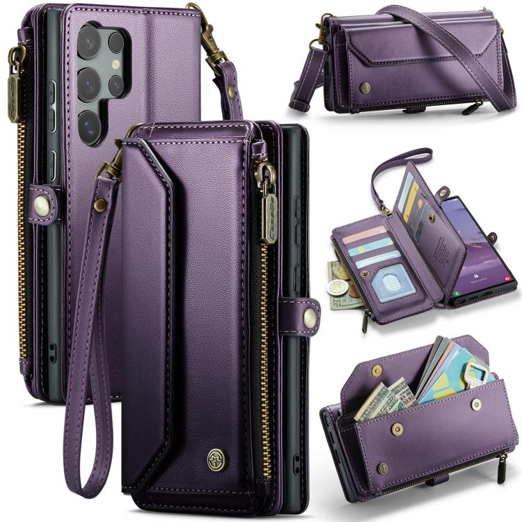 For Samsung Galaxy S25 Ultra 5G CaseMe C36 Card Slots Zipper Wallet RFID Anti-theft Leather Phone Case(Purple) - Galaxy S25 Ultra 5G Cases by CaseMe | Online Shopping UK | buy2fix