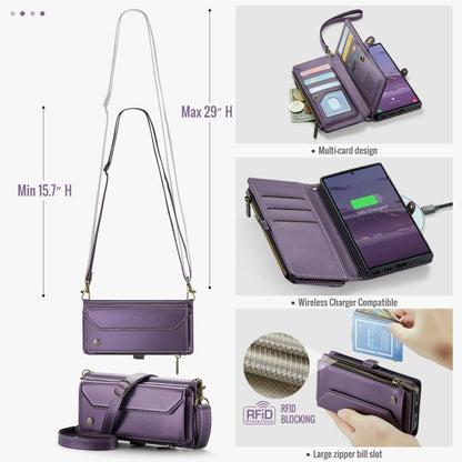 For Samsung Galaxy S25 Ultra 5G CaseMe C36 Card Slots Zipper Wallet RFID Anti-theft Leather Phone Case(Purple) - Galaxy S25 Ultra 5G Cases by CaseMe | Online Shopping UK | buy2fix