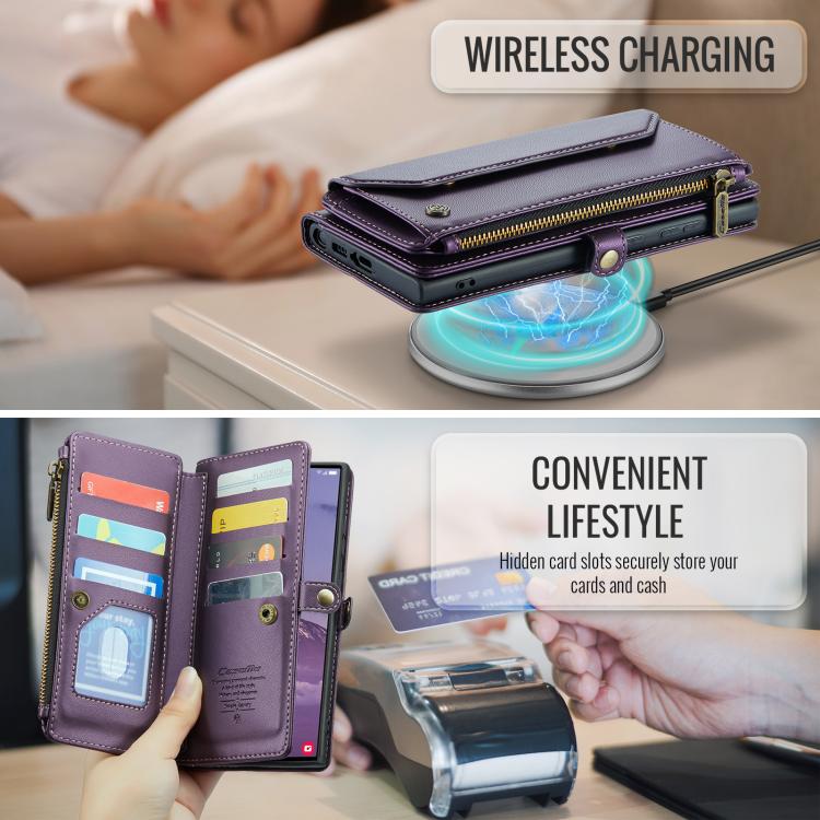 For Samsung Galaxy S25 Ultra 5G CaseMe C36 Card Slots Zipper Wallet RFID Anti-theft Leather Phone Case(Purple) - Galaxy S25 Ultra 5G Cases by CaseMe | Online Shopping UK | buy2fix