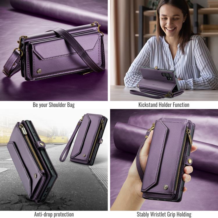 For Samsung Galaxy S25 Ultra 5G CaseMe C36 Card Slots Zipper Wallet RFID Anti-theft Leather Phone Case(Purple) - Galaxy S25 Ultra 5G Cases by CaseMe | Online Shopping UK | buy2fix