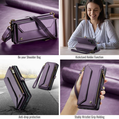 For Samsung Galaxy S25 Ultra 5G CaseMe C36 Card Slots Zipper Wallet RFID Anti-theft Leather Phone Case(Purple) - Galaxy S25 Ultra 5G Cases by CaseMe | Online Shopping UK | buy2fix