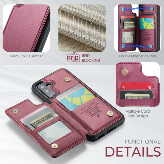 For Samsung Galaxy A16 5G CaseMe C22 Card Slots Holder RFID Anti-theft Phone Case(Red) by CaseMe