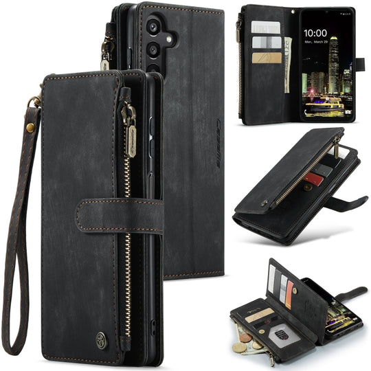 For Galaxy A16 5G CaseMe C30 Card Slots Zipper Wallet Leather Phone Case(Black)