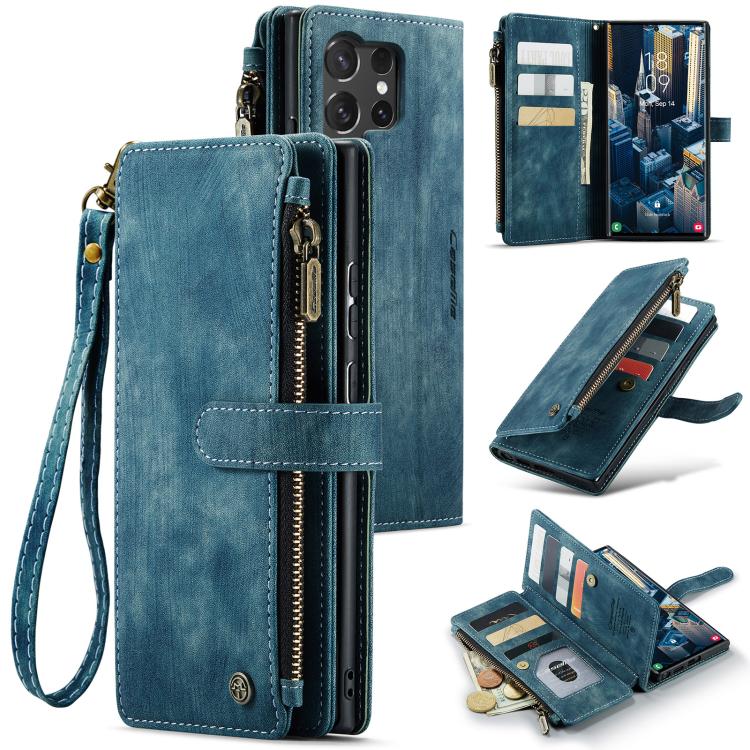 For Samsung Galaxy S25 Ultra 5G CaseMe C30 Card Slots Zipper Wallet Leather Phone Case(Blue) - Galaxy S25 Ultra 5G Cases by CaseMe | Online Shopping UK | buy2fix