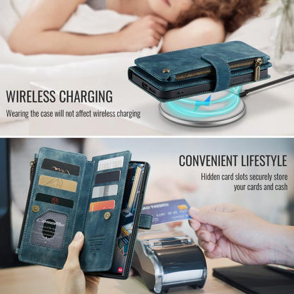 For Samsung Galaxy S25 Ultra 5G CaseMe C30 Card Slots Zipper Wallet Leather Phone Case(Blue) - Galaxy S25 Ultra 5G Cases by CaseMe | Online Shopping UK | buy2fix