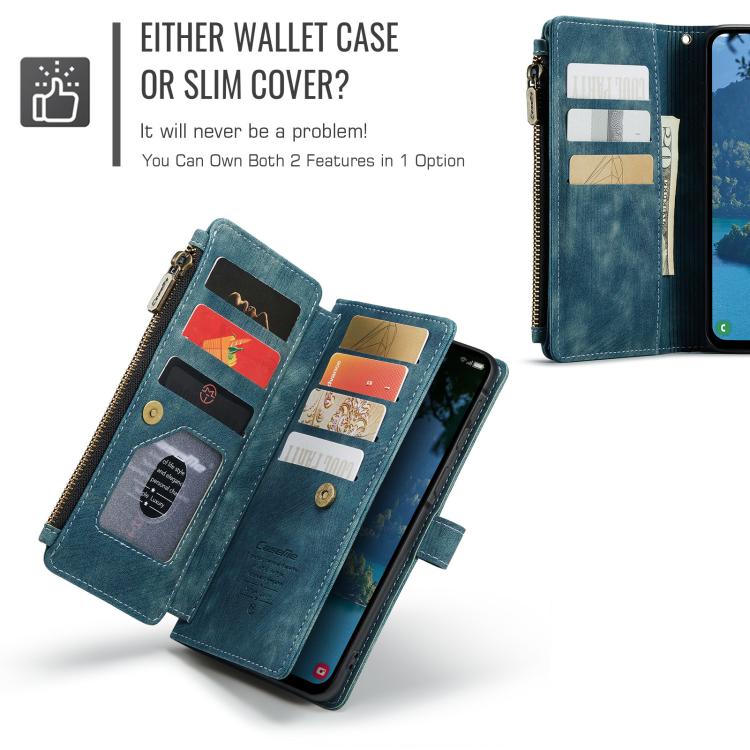 For Samsung Galaxy A36 CaseMe C30 Card Slots Zipper Wallet Leather Phone Case(Blue) - Galaxy Phone Cases by CaseMe | Online Shopping UK | buy2fix