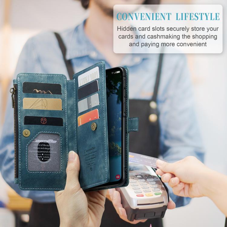For Samsung Galaxy A36 CaseMe C30 Card Slots Zipper Wallet Leather Phone Case(Blue) - Galaxy Phone Cases by CaseMe | Online Shopping UK | buy2fix