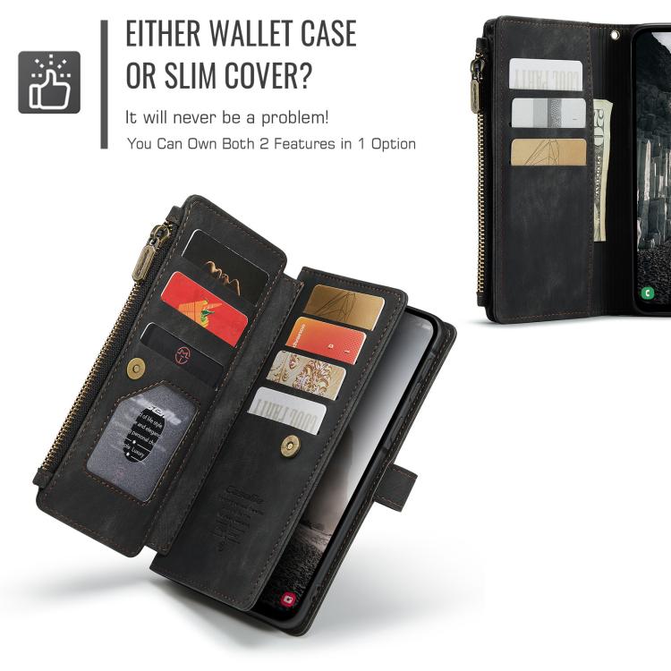 For Samsung Galaxy A36 CaseMe C30 Card Slots Zipper Wallet Leather Phone Case(Black) - Galaxy Phone Cases by CaseMe | Online Shopping UK | buy2fix