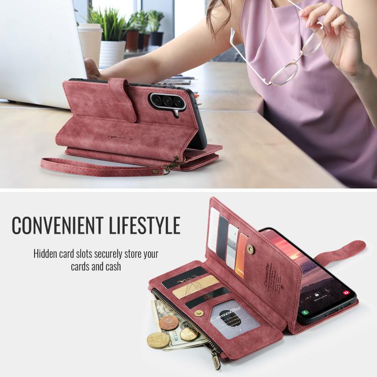 For Samsung Galaxy A36 CaseMe C30 Card Slots Zipper Wallet Leather Phone Case(Red) - Galaxy Phone Cases by CaseMe | Online Shopping UK | buy2fix