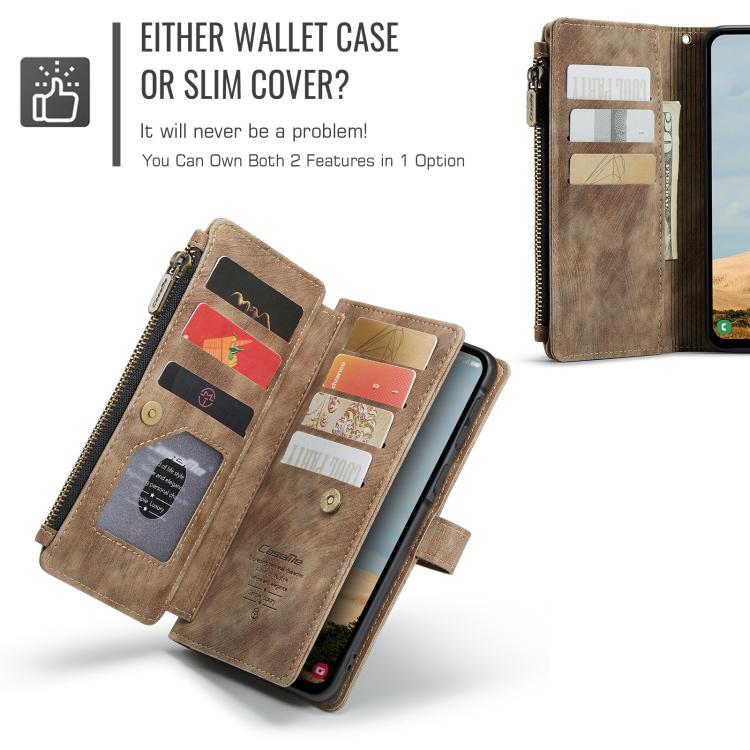 For Samsung Galaxy A56 CaseMe C30 Card Slots Zipper Wallet Leather Phone Case(Brown) - Galaxy Phone Cases by CaseMe | Online Shopping UK | buy2fix