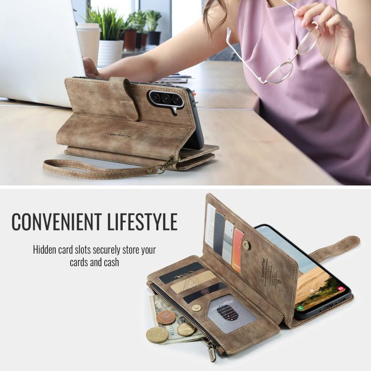 For Samsung Galaxy A56 CaseMe C30 Card Slots Zipper Wallet Leather Phone Case(Brown) - Galaxy Phone Cases by CaseMe | Online Shopping UK | buy2fix