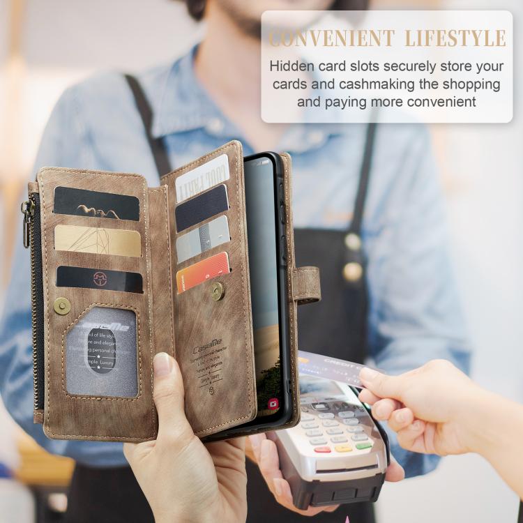 For Samsung Galaxy A56 CaseMe C30 Card Slots Zipper Wallet Leather Phone Case(Brown) - Galaxy Phone Cases by CaseMe | Online Shopping UK | buy2fix