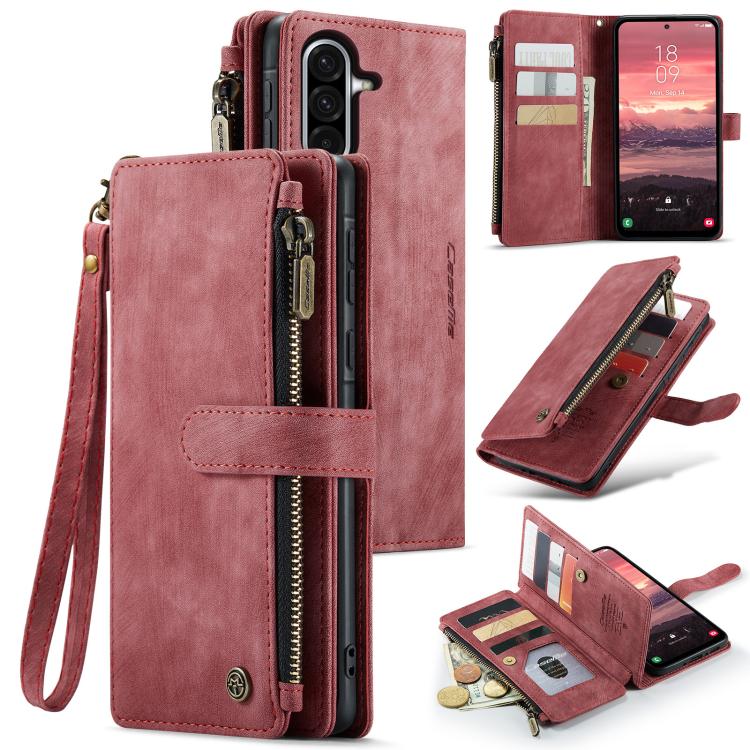 For Samsung Galaxy A56 CaseMe C30 Card Slots Zipper Wallet Leather Phone Case(Red) - Galaxy Phone Cases by CaseMe | Online Shopping UK | buy2fix
