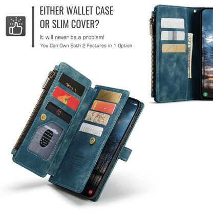 For Samsung Galaxy S25 Edge 5G CaseMe C30 Card Slots Zipper Wallet Leather Phone Case(Blue) - Galaxy Phone Cases by CaseMe | Online Shopping UK | buy2fix