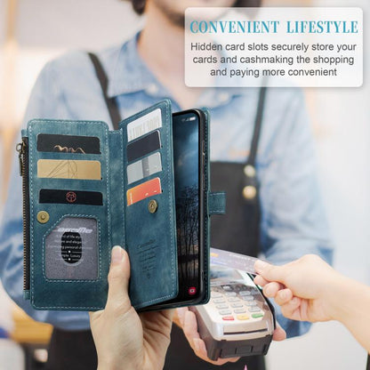 For Samsung Galaxy S25 Edge 5G CaseMe C30 Card Slots Zipper Wallet Leather Phone Case(Blue) - Galaxy Phone Cases by CaseMe | Online Shopping UK | buy2fix
