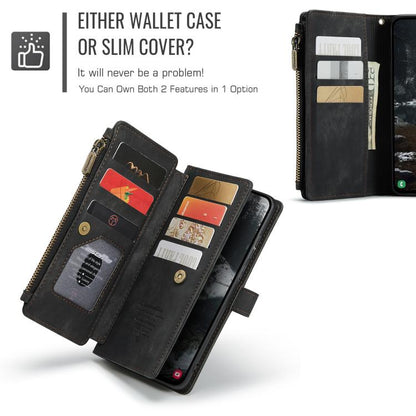 For Samsung Galaxy S25 Edge 5G CaseMe C30 Card Slots Zipper Wallet Leather Phone Case(Black) - Galaxy Phone Cases by CaseMe | Online Shopping UK | buy2fix