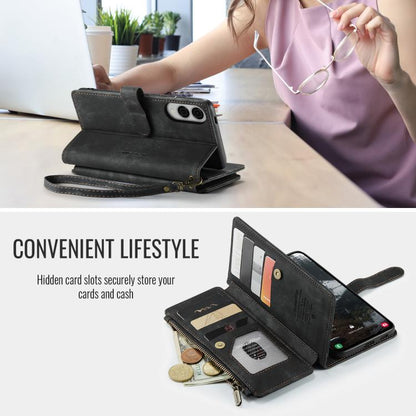 For Samsung Galaxy S25 Edge 5G CaseMe C30 Card Slots Zipper Wallet Leather Phone Case(Black) - Galaxy Phone Cases by CaseMe | Online Shopping UK | buy2fix