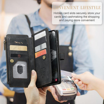 For Samsung Galaxy S25 Edge 5G CaseMe C30 Card Slots Zipper Wallet Leather Phone Case(Black) - Galaxy Phone Cases by CaseMe | Online Shopping UK | buy2fix