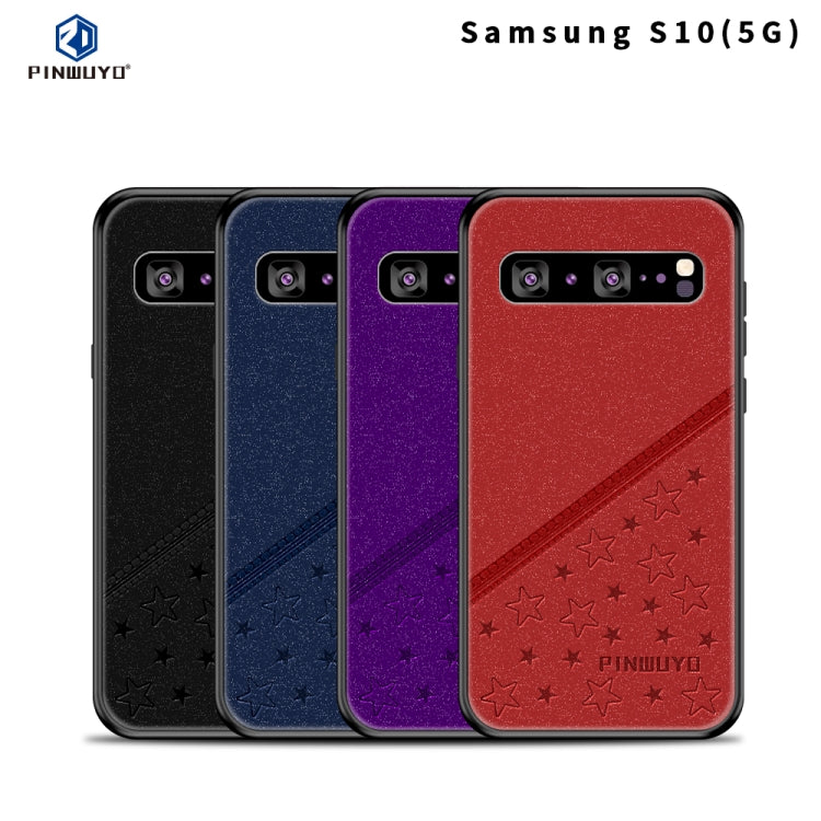 PINWUYO Full Coverage Waterproof Shockproof PC+TPU+PU Protective Case for Galaxy S10 5G(Blue) - Galaxy Phone Cases by PINWUYO | Online Shopping UK | buy2fix