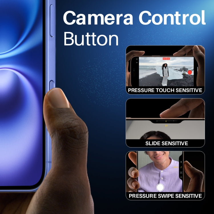 For iPhone 16 / 16 Plus / 16 Pro / 16 Pro Max NORTHJO 2Pcs Camera Control Button Protector Tempered Glass Film(Blue) - iPhone 16 Pro Max Tempered Glass by NORTHJO | Online Shopping UK | buy2fix