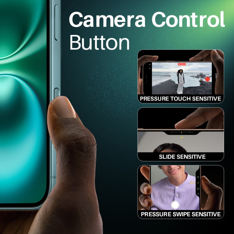 For iPhone 16 / 16 Plus / 16 Pro / 16 Pro Max NORTHJO 2Pcs Camera Control Button Protector Tempered Glass Film(Teal) - iPhone 16 Pro Max Tempered Glass by NORTHJO | Online Shopping UK | buy2fix