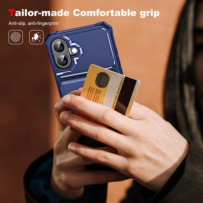 For iPhone 16 Plus ENKAY Hat-Prince Card Slot Wallet TPU Back Leather Phone Case with Lens Film(Cyan) by ENKAY