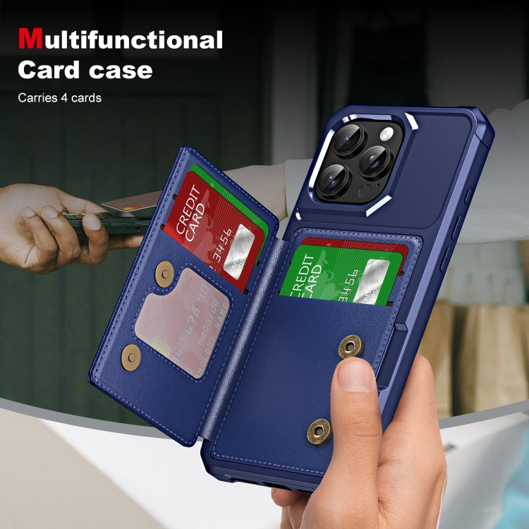 For iPhone 15 Pro Max ENKAY Hat-Prince Card Slot Wallet TPU Back Leather Phone Case with Lens Film(Dark Blue) - iPhone 15 Pro Max Cases by ENKAY | Online Shopping UK | buy2fix