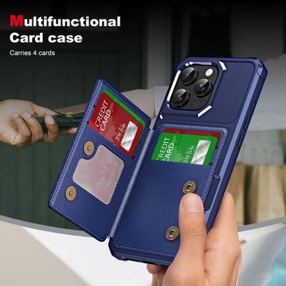 For iPhone 15 Pro Max ENKAY Hat-Prince Card Slot Wallet TPU Back Leather Phone Case with Lens Film(Dark Blue) - iPhone 15 Pro Max Cases by ENKAY | Online Shopping UK | buy2fix