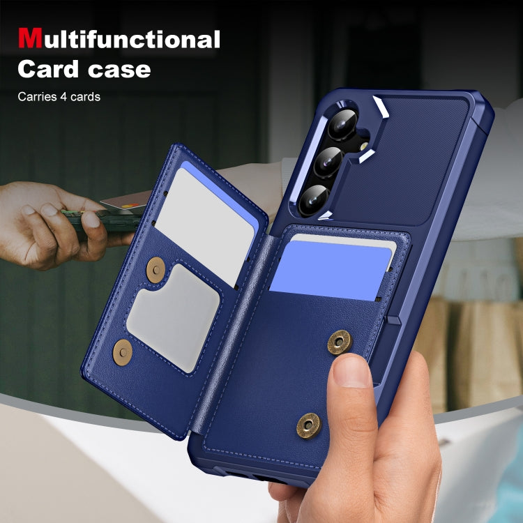 For Samsung Galaxy S24 5G ENKAY Hat-Prince Card Slot Wallet TPU Back Leather Phone Case with Lens Film(Dark Blue) - Galaxy S24 5G Cases by ENKAY | Online Shopping UK | buy2fix