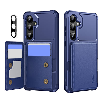 For Samsung Galaxy S24+ 5G ENKAY Hat-Prince Card Slot Wallet TPU Back Leather Phone Case with Lens Film(Dark Blue) - Galaxy S24+ 5G Cases by ENKAY | Online Shopping UK | buy2fix