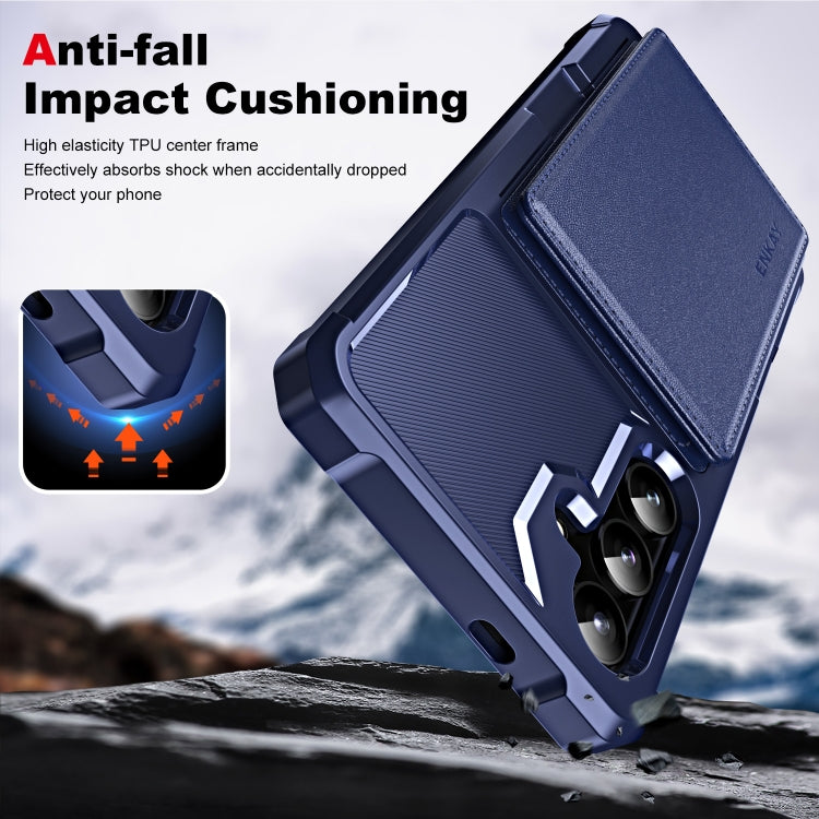 For Samsung Galaxy S24+ 5G ENKAY Hat-Prince Card Slot Wallet TPU Back Leather Phone Case with Lens Film(Cyan) - Galaxy S24+ 5G Cases by ENKAY | Online Shopping UK | buy2fix