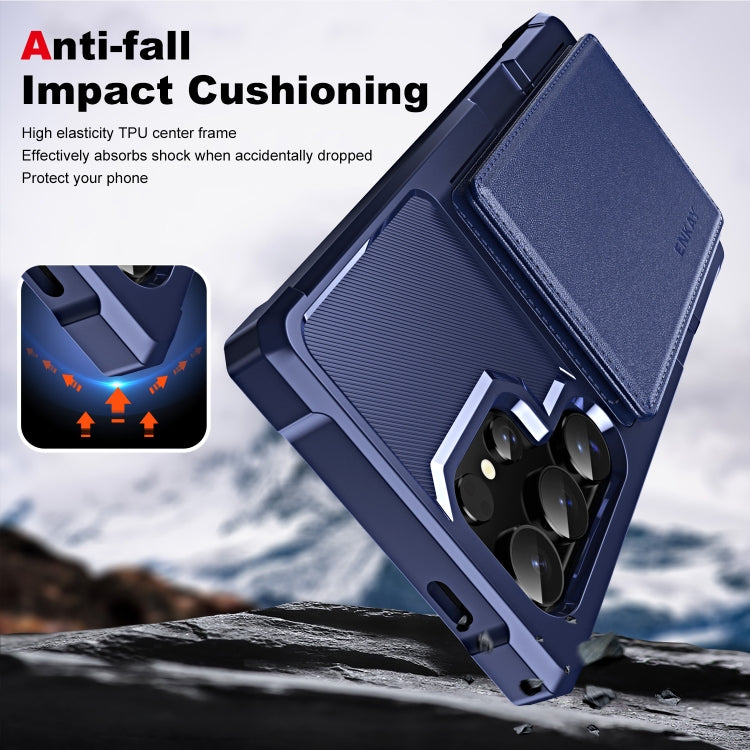 For Samsung Galaxy S24 Ultra 5G ENKAY Hat-Prince Card Slot Wallet TPU Back Leather Phone Case with Lens Film(Cyan) - Galaxy S24 Ultra 5G Cases by ENKAY | Online Shopping UK | buy2fix