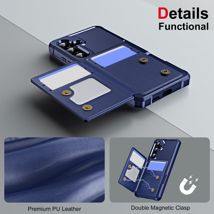 For Samsung Galaxy A55 5G ENKAY Hat-Prince Card Slot Wallet TPU Back Leather Phone Case with Lens Film(Dark Blue) - Galaxy Phone Cases by ENKAY | Online Shopping UK | buy2fix