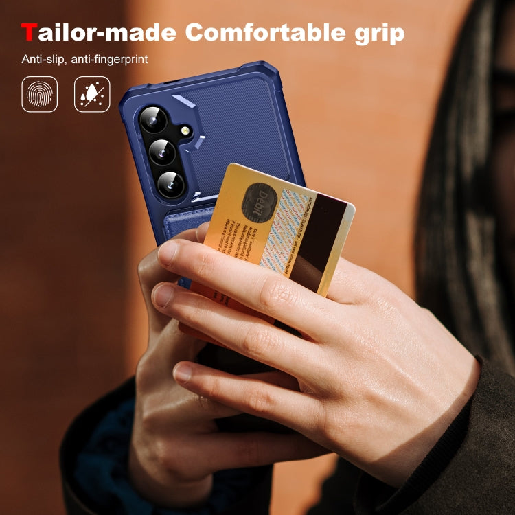 For Samsung Galaxy A55 5G ENKAY Hat-Prince Card Slot Wallet TPU Back Leather Phone Case with Lens Film(Dark Blue) - Galaxy Phone Cases by ENKAY | Online Shopping UK | buy2fix