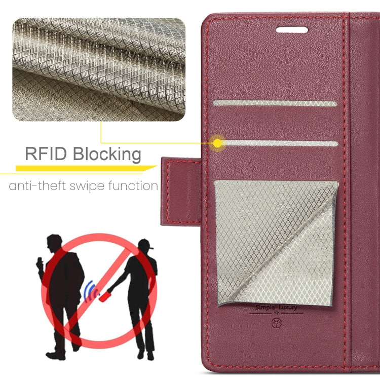 For Redmi 14C CaseMe 023 Butterfly Buckle Litchi Texture RFID Anti-theft Leather Phone Case(Red) - 14C Cases by CaseMe | Online Shopping UK | buy2fix